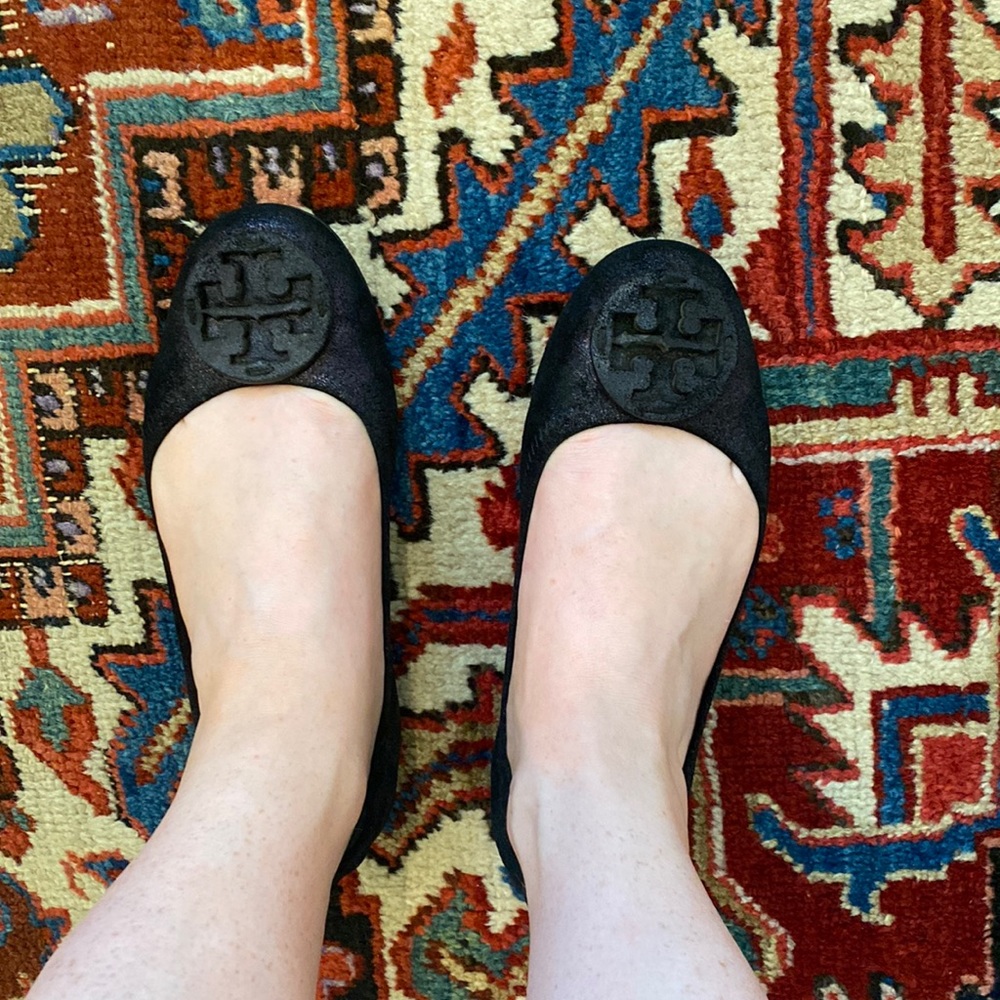Metallic Reva Tory Burch ballet flats